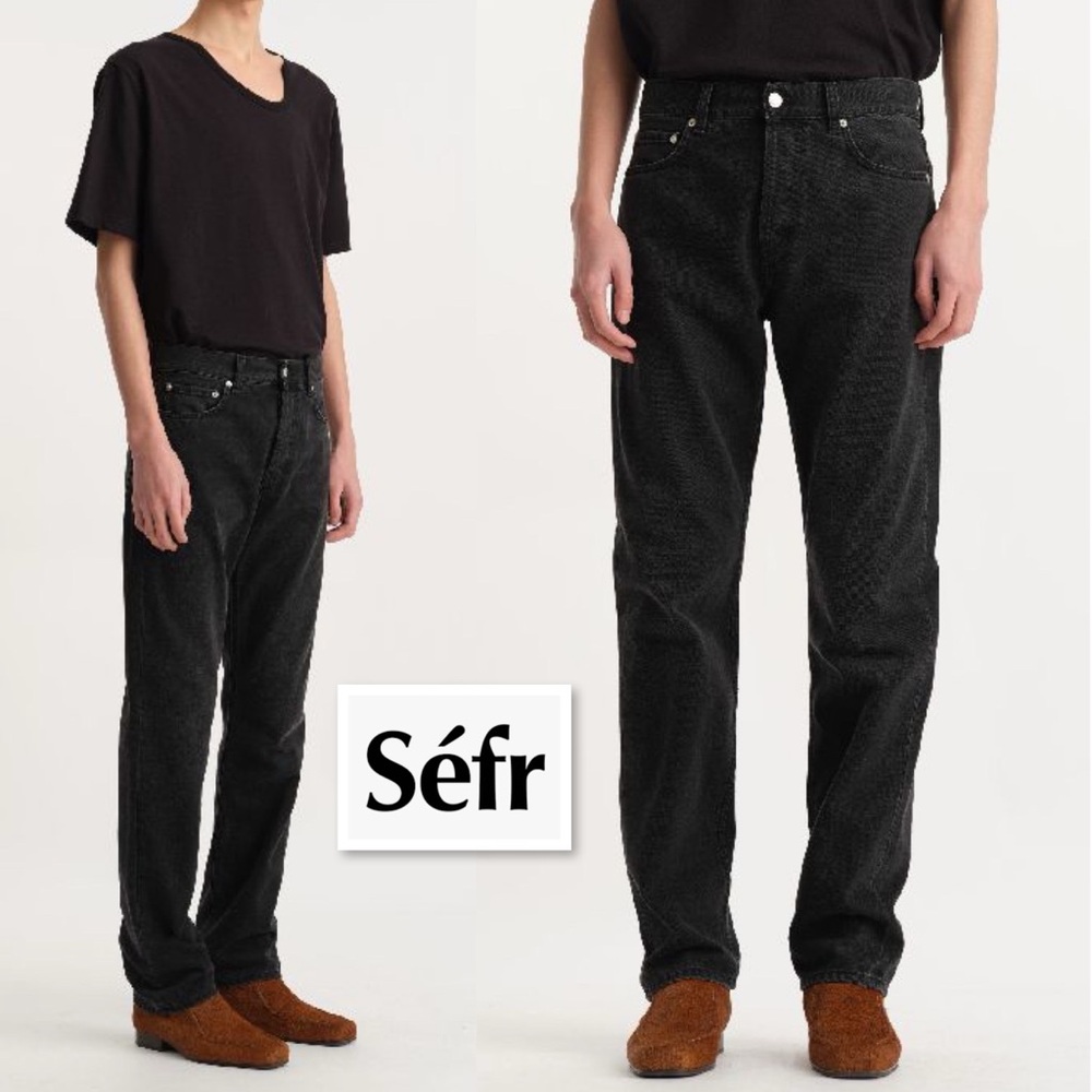 SEFR STRAIGHT CUT JEANS in RINSED BLACK Men’s Size 30 Button Fly Minimalist